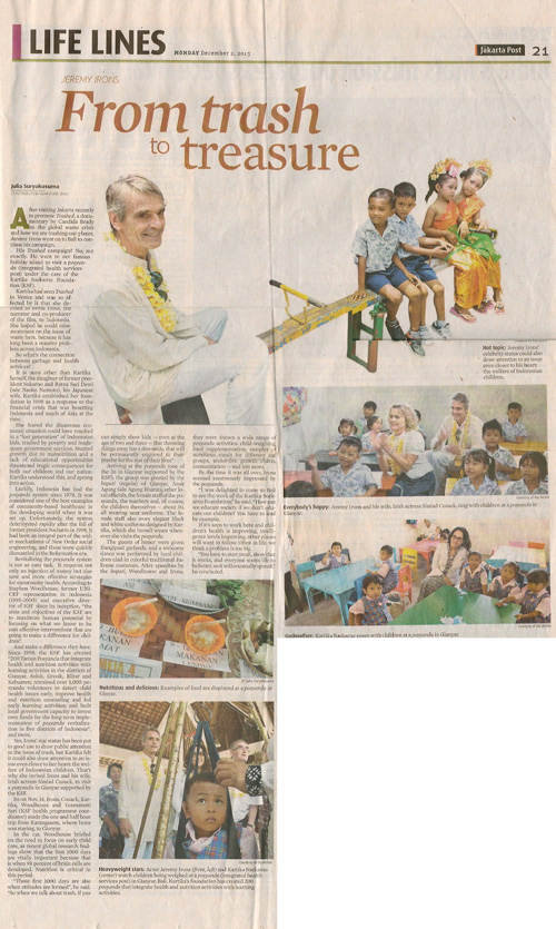An article about the Kartika Soekarno Foundation in the Jakarta Post